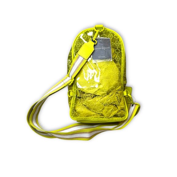 Nanette Lepore Kourt Logo Sling Backpack Clear Lime Vegan Leather main image 4